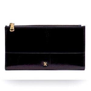 HOBO Jill Large Bifold Black Wallet with Gold Accents
